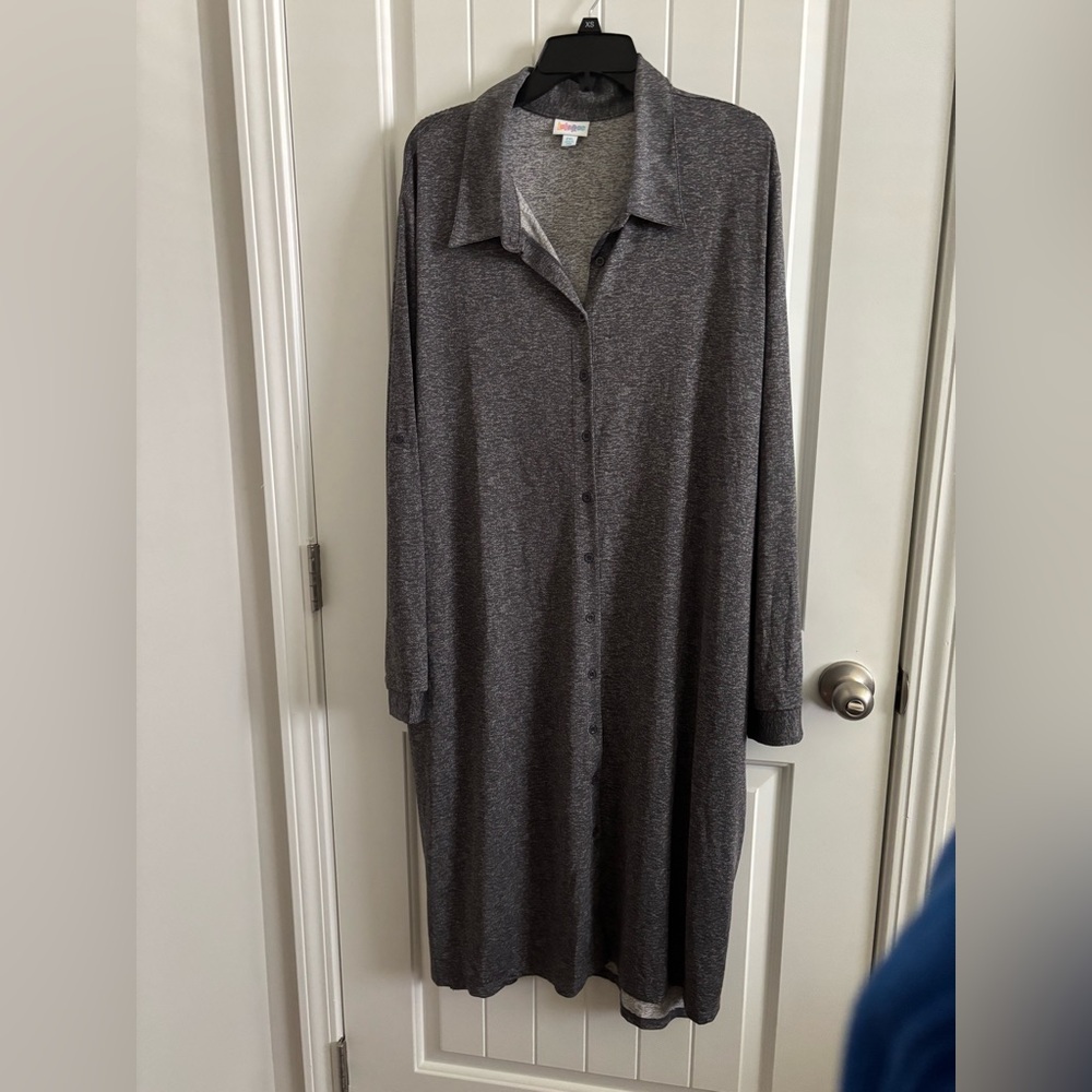LuLaRoe Heathered Gray Button-Up Top